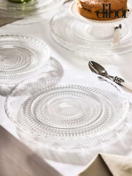 Dibor 8 Piece Clear Parisian Glass Afternoon Tea Set (AL8499) | £52