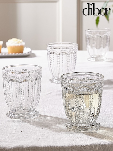 Dibor 4 Pack Clear Bella Perle Short Tumbler Glasses (AL8500) | £22