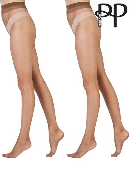 Pretty Polly Natural 8 Denier Skin Tone Tights 2 Pair Pack (AL8530) | £15