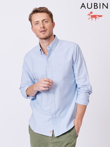 Aubin Blue Alder Oxford 100% Cotton Shirt (AL8569) | £79
