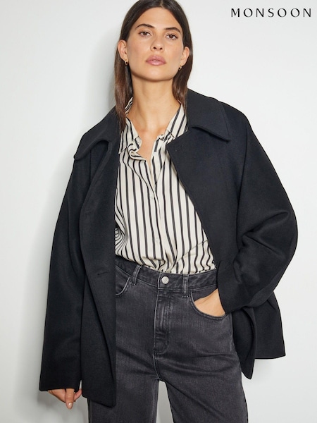 Monsoon Black Didi Dolman Sleeve Coat (AL8607) | £160