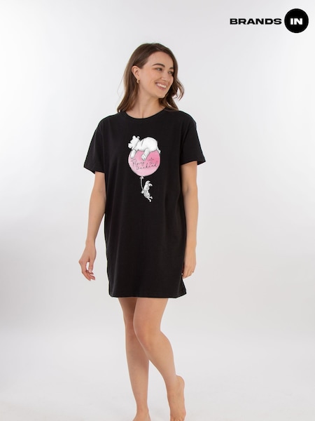 Brands In Black Disney Winnie The Pooh Flying 100% Cotton Women Nightdress (AL8675) | £30