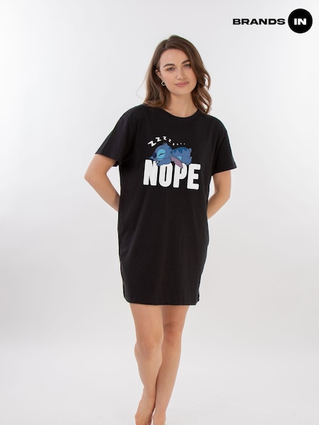 Brands In Black Disney Lilo & Stitch Nope Women 100% Cotton Nightdress (AL8676) | £30