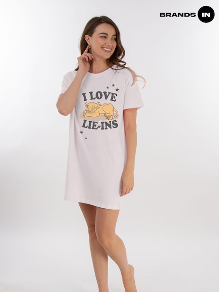 Brands In White Disney The Lion King I Love Lie 100% Cotton Women Nightdress (AL8680) | £30