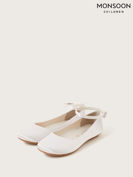 Monsoon Natural Satin Ballerina Flats (AL8954) | £23 - £27