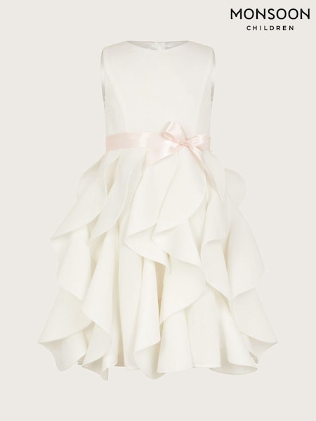 Monsoon Natural Sleeveless Cancan Ruffle Dress (AL8973) | £62 - £72