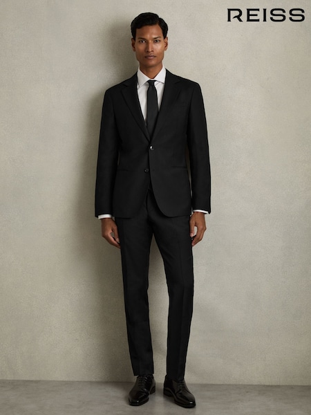 Reiss Black Aspire Slim-Fit Single Breasted Wool Suit Jacket (AL8993) | £268