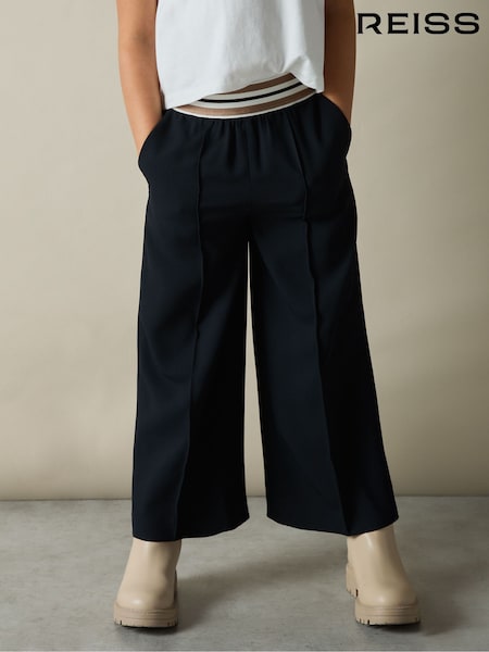 Reiss Navy Abs 9-13 yrs Stripe-Waistband Wide-Leg Trousers (AL8999) | £45