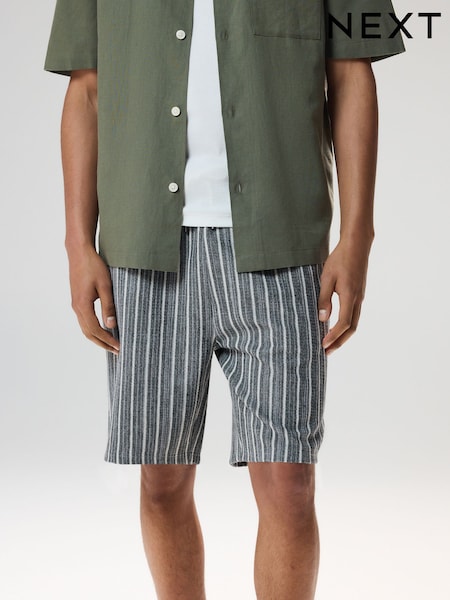 Black Stripe Jersey Textured Shorts (AL9046) | £26