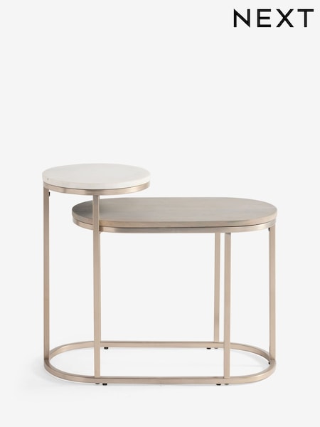 Light Layered Mango Wood Sofa Side Table (AL9293) | £199