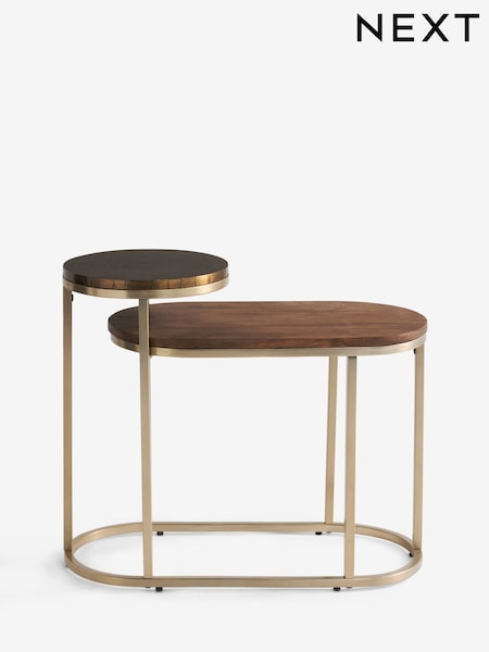 Dark Layered Mango Wood Sofa Side Table (AL9295) | £199