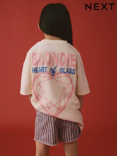 Ecru White Blondie Oversized Band License 100% Cotton T-Shirt (3-16yrs) (AL9310) | £15 - £20
