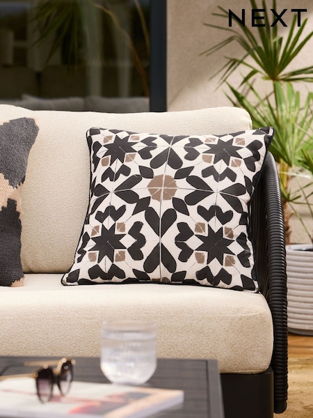 Monochrome Printed Tile Indoor Outdoor Cushion (AL9357) | £16