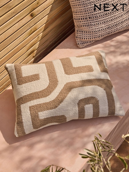 Natural 40 x 59cm Indoor Outdoor Abstract Wiggle Cushion (AL9366) | £22