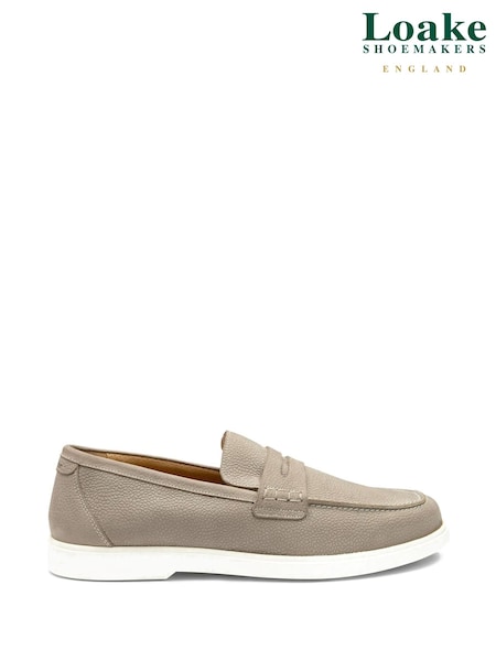 Loake Grey Suede Leather Slip-On Loafers (AL9388) | £149