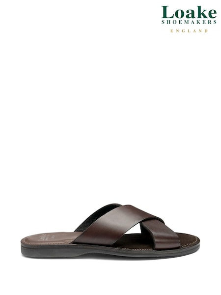 Loake Gozo Cross Strap Brown Sandals (AL9410) | £119