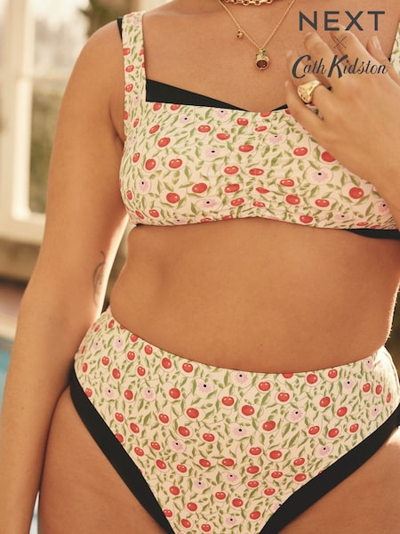 Cath Kidston Ecru Cherry High Leg Bikini Bottoms (AL9412) | £28