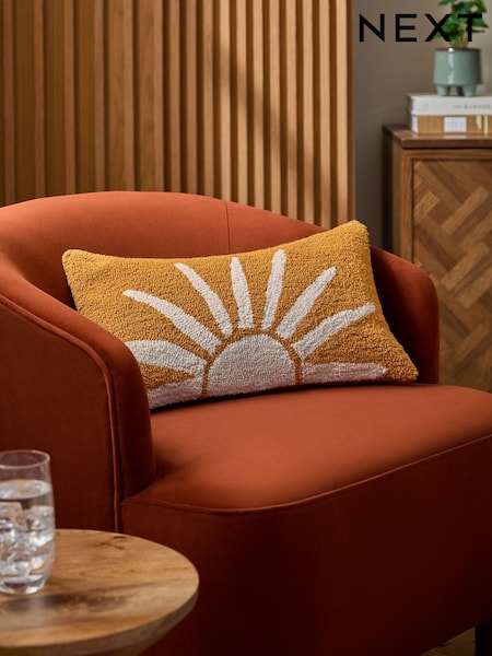 Dark Ochre Tufted Loop Bohemian Sun Cushion (AL9422) | £24