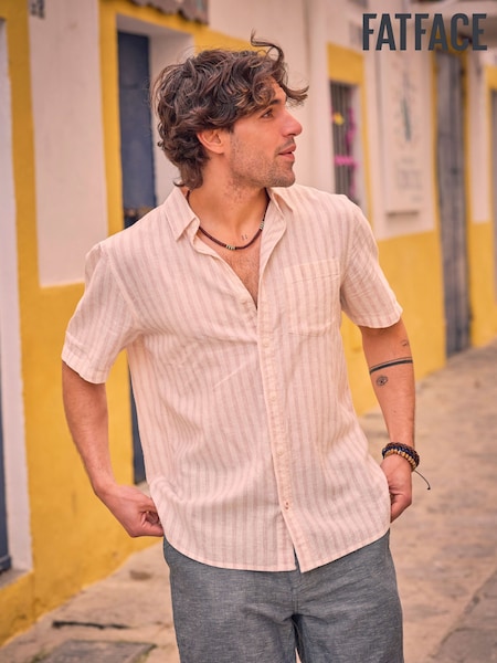 FatFace Orange Short Sleeve Fine Stripe Shirt (AL9540) | £44