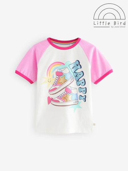 Little Bird by Jools Oliver Pink/Purple Rainbow Raglan Short Sleeve T-Shirt (AL9580) | £12 - £16