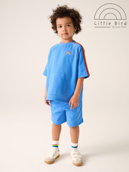Little Bird by Jools Oliver Blue Rainbow Short Sleeve Sweat Top and Shorts Set (AL9611) | £22 - £30