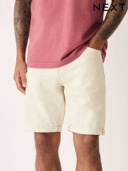 Ecru Slim Fit Stretch Denim Shorts (AL9617) | £22