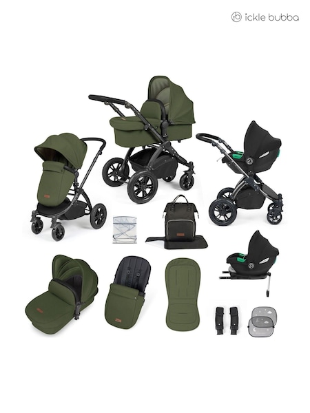 Ickle Bubba Black Woodland Stomp Luxe All-In-One I Size Travel System with Ci Base (AL9712) | £599