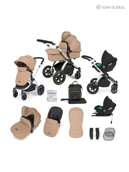 Ickle Bubba Silver Desert Black Stomp Luxe All-In-One I Size Travel System with Ci Base (AL9717) | £599