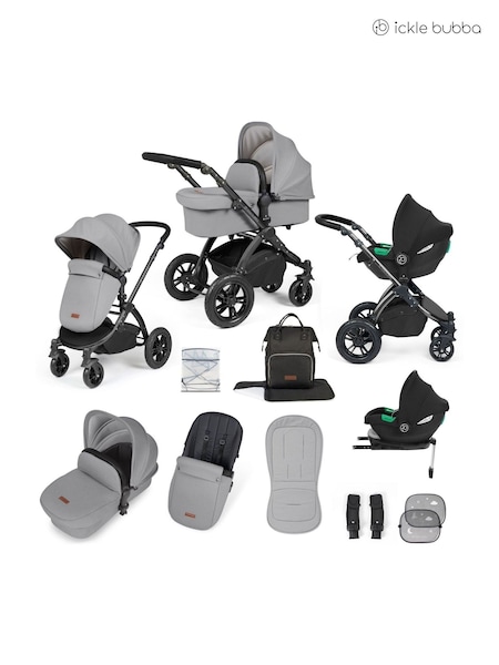 Ickle Bubba Black Pearl Grey Stomp Luxe All-In-One I Size Travel System with Ci Base (AL9721) | £599