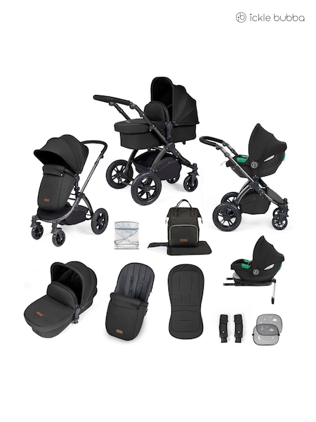 Ickle Bubba Black  Midnight  Black Stomp Luxe All-In-One I Size Travel System with Ci Base (AL9724) | £599