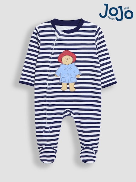 JoJo Maman Bébé Blue Striped Paddington Sleepsuit (AL9807) | £24