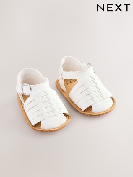 White Baby Woven Sandals (0-24mths) (AL9819) | £10
