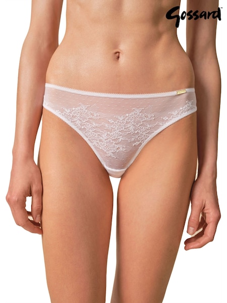 Gossard Glossies Lace White Briefs (AL9843) | £22