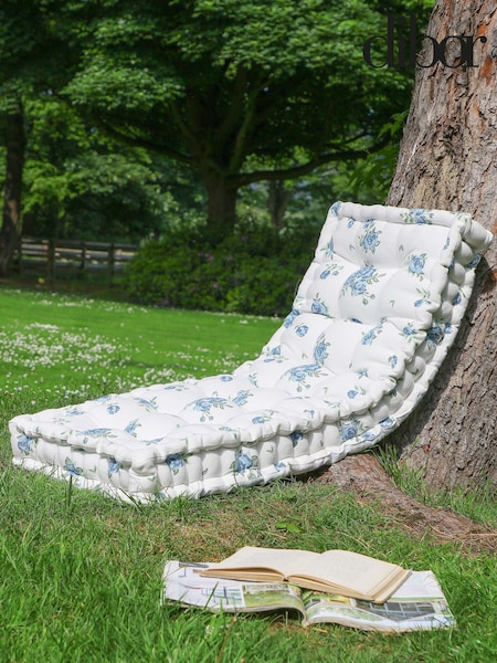 Dibor Blue Heritage Bloom Cotton Blend Bench Cushion (AL9852) | £55