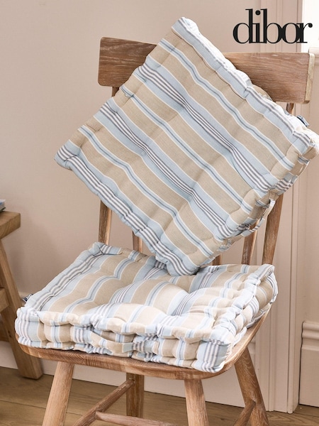 Dibor Set of 2 Blue Oxford Stripe Seat Cushions (AL9854) | £35