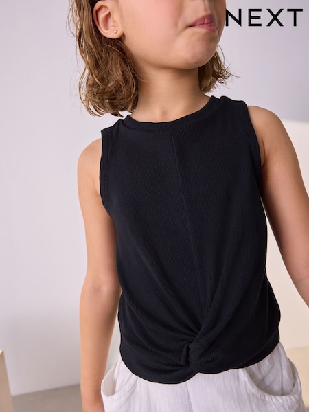 Black Wrap Front Rib Vest (3-16yrs) (AL9887) | £8 - £13