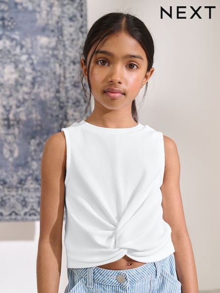 White Wrap Front Rib Vest (3-16yrs) (AL9891) | £8 - £13