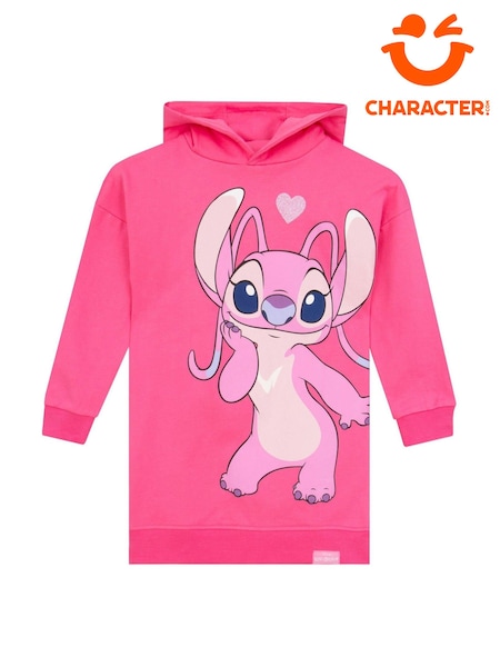 Character Pink 100% Cotton Disney Lilo And Stitch Angel Glitter Hoodie (AM0179) | £18