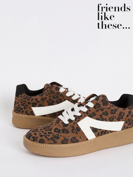 Friends Like These Brown Animal Lace-Up Retro Gumsole Sports Trainers (AM0206) | £34