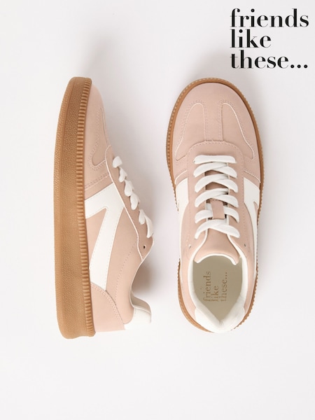 Friends Like These Light Pink Lace-Up Retro Gumsole Sports Trainers (AM0220) | £34