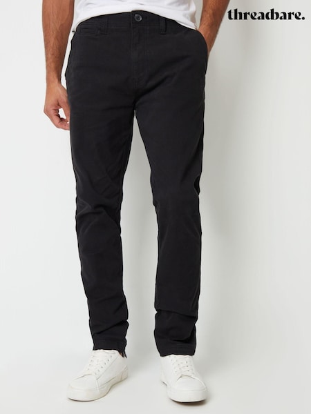 Threadbare Black Slim Fit Canvas Trousers With Stretch (AM0249) | £27