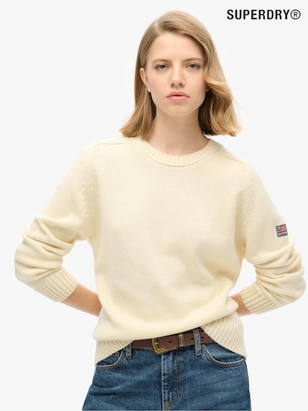 Superdry White Slouchy Knitted Crew Sweatshirt (AM0693) | £45