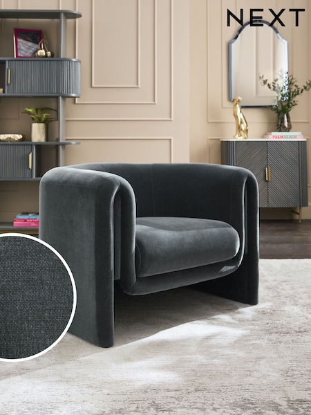 Opulent Chenille Slate Grey Rana Accent Chair (AM0742) | £475