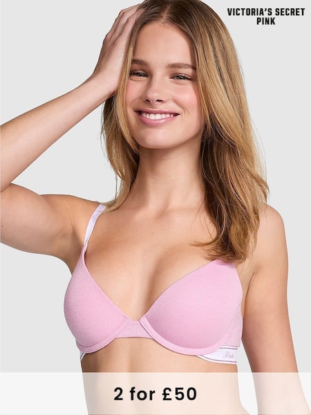 Victoria's Secret PINK Petal Pink Shine Push Up Cotton Logo Bra (AM0850) | £29