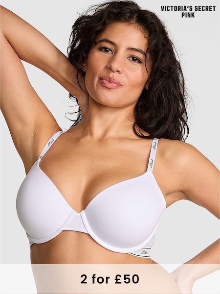 Victoria's Secret PINK White Logo T Shirt Bra (AM0867) | £29