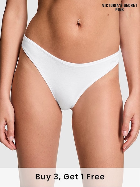 Victoria's Secret PINK White Thong Cotton Knickers (AM0899) | £9