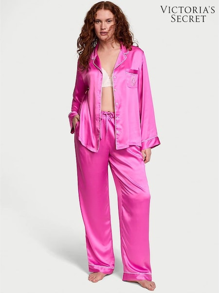 Victoria's Secret New Peony Pink Satin Long Pyjama Set (AM0916) | £69