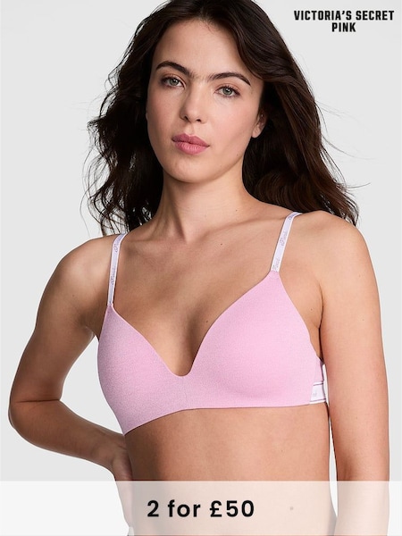 Victoria's Secret PINK Petal Pink Shine Non Wired Push Up Cotton Logo Bra (AM0922) | £29