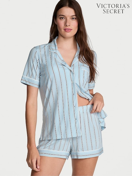 Victoria's Secret Blue Variegated Stripe Modal Short Pyjama Set (AM0924) | £55