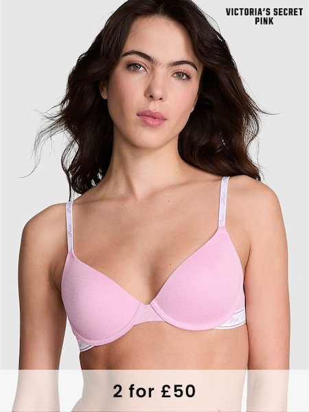 Victoria's Secret PINK Petal Pink Shine T Shirt Cotton Logo Bra (AM0925) | £29